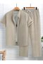 Beige Textured Shirt and Trousers Co-Ord Set - 2