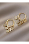 Gold Coin Charm Hoop Earrings