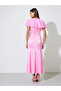 Pink Solid Sleeveless A-Line Maxi Dress with Removable Cape - 4