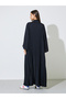 Black Solid Pleated Open Front Abaya - 5