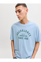 Light Blue Crew Neck T-Shirt with Logo Print - 6
