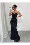 Black Glitter Look Mermaid Hem Maxi Dress