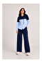 Women's Shirted Long Sleeve Premium Modal Bottom-Top Tracksuit Set - Navy Blue - 5