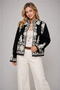 Women's Black Cream Embroidered Bohemian Cashmere Halter Neck Jacket with Stand Collar and Lace-Up Oversize Pinterest - 2