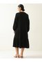 Black A-Line Midi Dress with Long Sleeves - 2