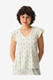 Women's Beige Short Sleeve Polyester Pyjama Set with Capri Pants - 4