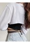 Women's Power Printed Crop Sweatshirt and Bodysuit with Waist Rope Detail and Comfortable Fabric - 5