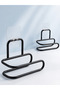 2 Pieces Adhesive Wc Paper Holder Black Metal Practical Wall Mounted Roll Holder - - 2