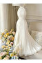 Beige Halter Neck Sleeveless Mermaid Maxi Dress - 8