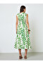 Multicolor Leaf Print Sleeveless A-Line Midi Dress - 5