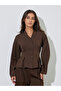 Brown Solid Pleated Details Peplum Blouse - 3