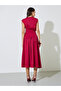 Red Solid Sleeveless A-Line Midi Dress - 5