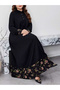 Plus Size Black Printed Hem Jalabiya - 5