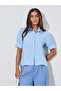 Blue Solid Puff Short Sleeves Shirt - 3