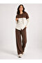 Women's Shirted Long Sleeve Premium Modal Bottom-Top Tracksuit Set - Brown - 3