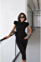 Double-Collared Asymmetric Jacket with Moon-Shaped Sleeves Black