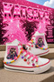 Katseye Printed Black-White High-Top Linen Sports Shoes Sneaker