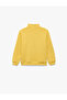 Cotton Three-Thread Ribbed Zipper Detailed Stand-Up Collar Printed Sweatshirt - 6