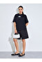 Black Side Tie Detail and Graphic Print Knitted T-Shirt - 2