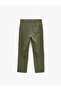 Regular Fit Cotton Chino Muslin Trousers with Belted Laces, Buttons and Pockets - 7