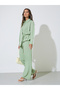 Green Solid Tie-Up Waist Shirt and Wide Leg Pants Co-Ord Set