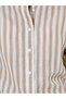 Beige Striped Longline Oversized Shirt - 4