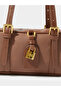 Coffee Brown Handbag with Gold Hardware - 4