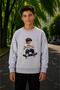 Cobalt Blue-Red-Grey-Navy Blue Four-Piece Crew Neck Children's Sweatshirt with Fleece Inside and Dog and Dinosaur Prints - 6