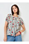 Beige Floral Print Puff Sleeve Blouse