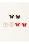 Girls Set of 3 - Butterfly Stud Earrings
