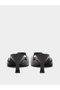 Black Patent Bow Mid Heel Sandals - 4