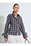 Burgundy Checked Tie-Up Cuffed Sleeves Shirt