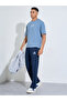 Navy Blue Printed Open Hem Joggers