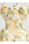 Cream Halter Neck Floral Midi Dress - 3