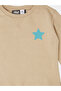 Baby Girl Beige Front and Back Print Cotton Sweatshirt - 4