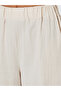 Beige Textured Wide Leg Pleated Tapered Pants - 3