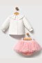 Baby Girl Lace Detailed Teddy Bear Figured 3-Piece Set - 4