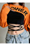 Women's Power Printed Crop Sweatshirt and Bodysuit with Waist Rope Detail and Comfortable Fabric - 3