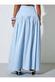 Blue Solid A-Line Maxi Skirt - 4