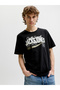 Black Logo Graphic Round Neck T-Shirt - 6