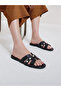 Black Pearl Embellished Flat Sandals - 7