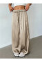 Khaki Wide Leg Satin Trousers - 3