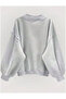 Gray Women's V-Neck Detailed Oversize Sweatshirt - 3