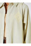 Green All Over Print Open Front Collared Abaya - 4