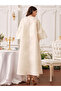 Beige Embellished Maxi A-Line Dress with 3/4 Bell Sleeves - 2