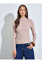 Pink Solid High Neck Ribbed Fitted Top - 3