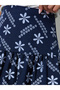 Blue Floral Embroidery Jacquard Fabric Pleated A-Line Maxi Skirt - 3