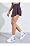 Purple Solid Back Mesh Insert Top and Mini Skirt Activewear Set - 4