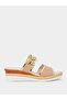 Beige Wedge Sandals with Golden Butterfly Detail