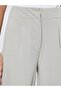 Beige Wide Leg Ankle Length Pants with Pleats - 3